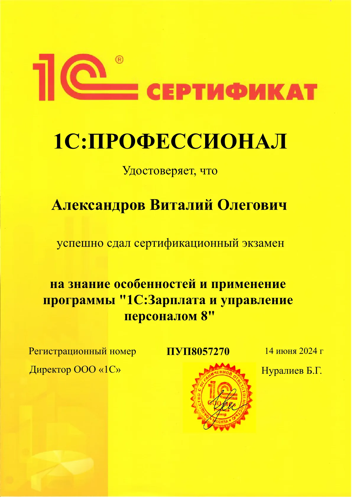1С:Профессионал — «1С:Зарплата и управление персоналом 8» — Александров В.О.