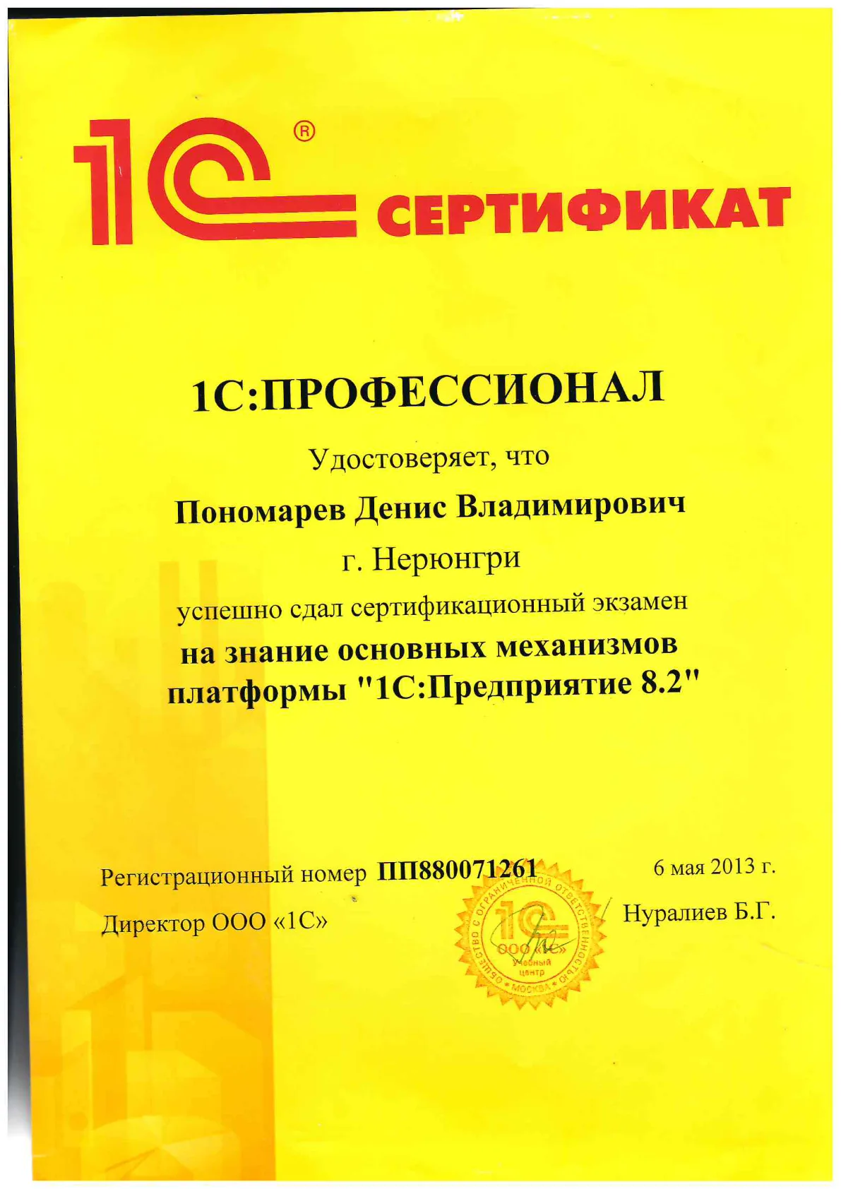 1С:Профессионал — платформа «1С:Предприятие 8.2» — Пономарёв Д.В.