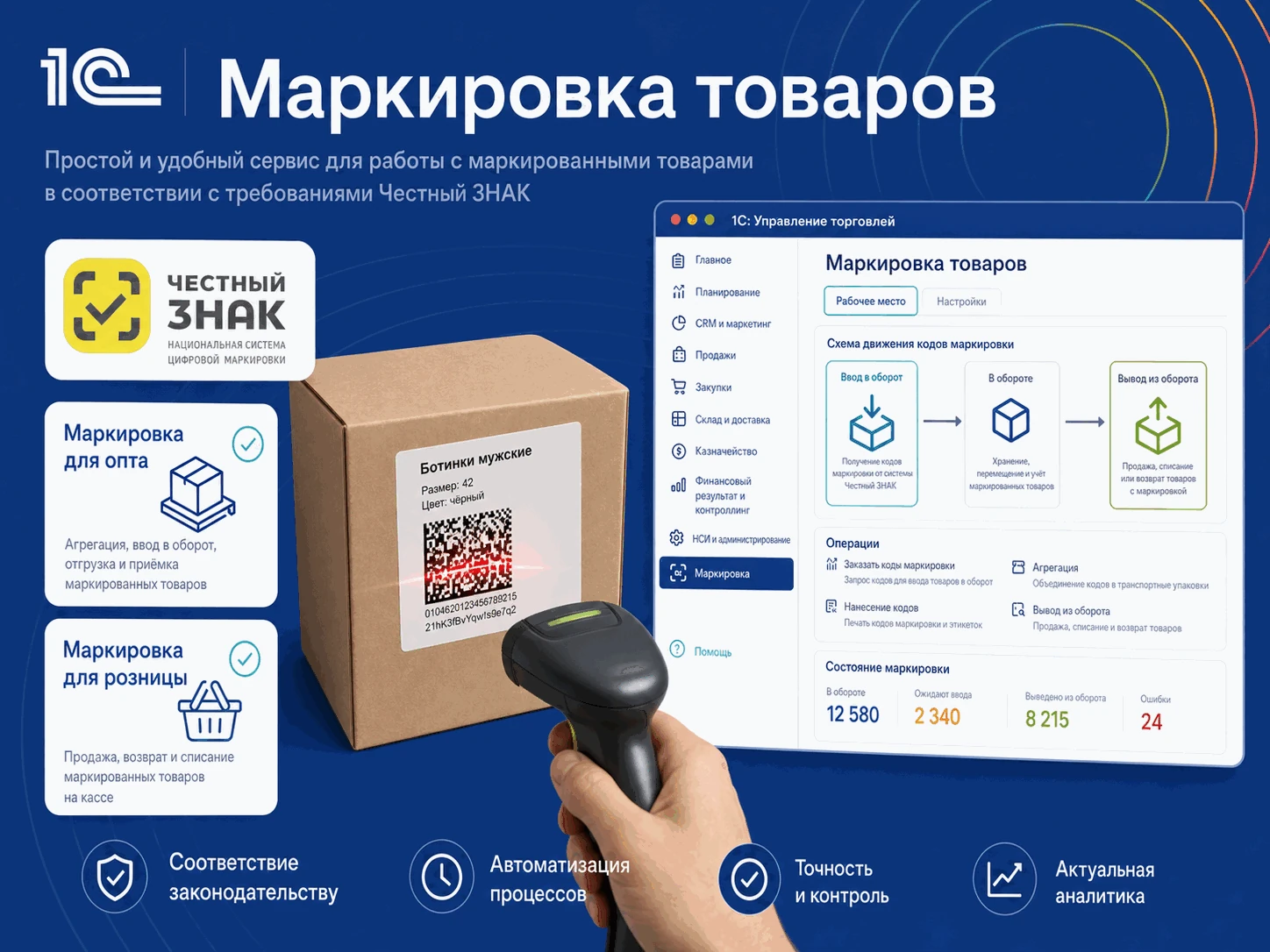Маркировка товаров в 1С — иллюстрация